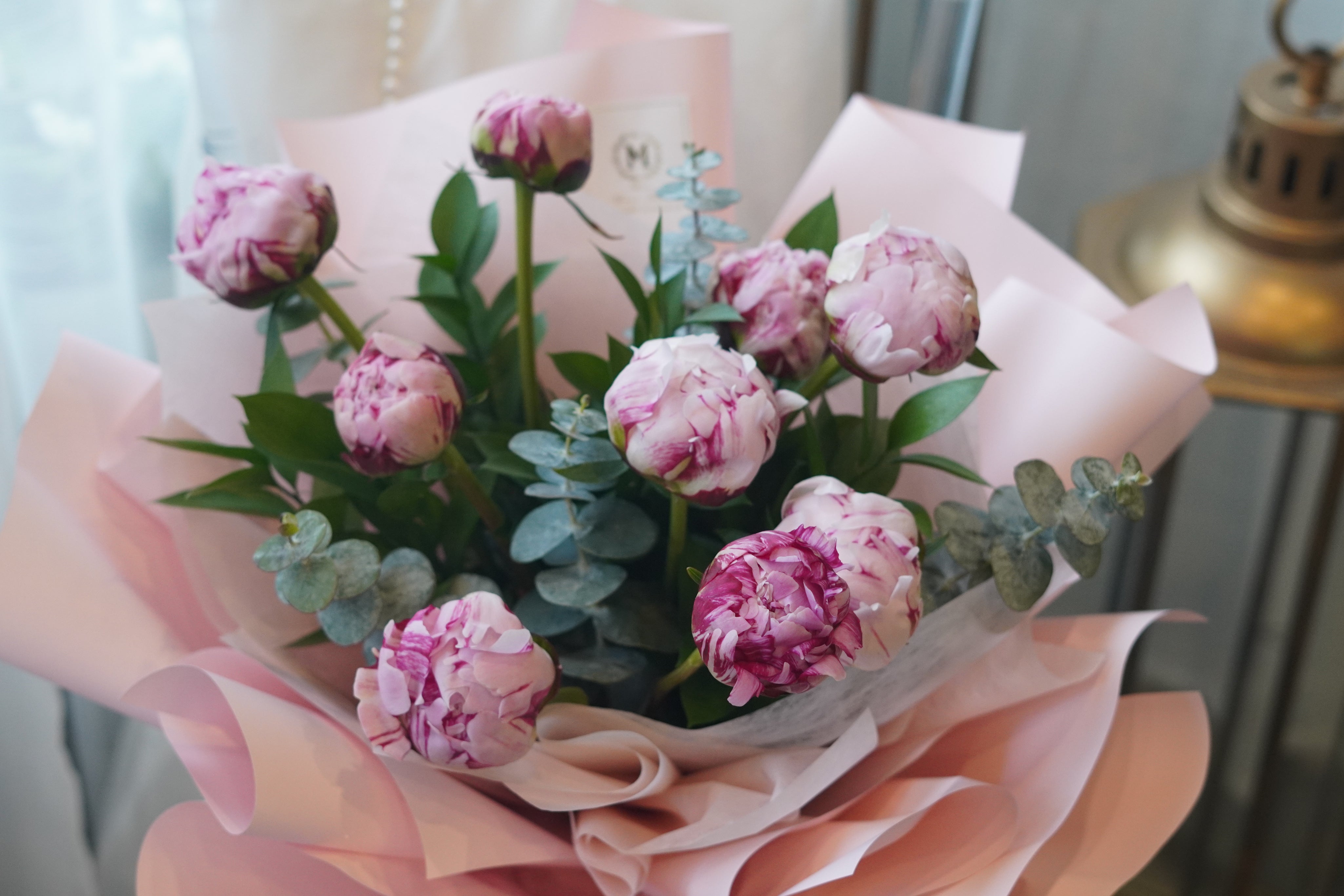 fresh peony flowers blush pink arrangement gta