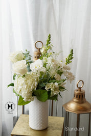 White Love Arrangement In A Vase ( Seasonal Flowers )