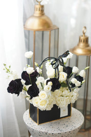 Elegant Black & White Rose Box Arrangement