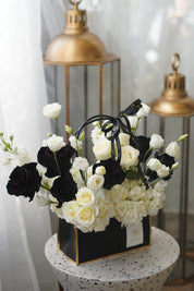 Elegant Black & White Rose Box Arrangement
