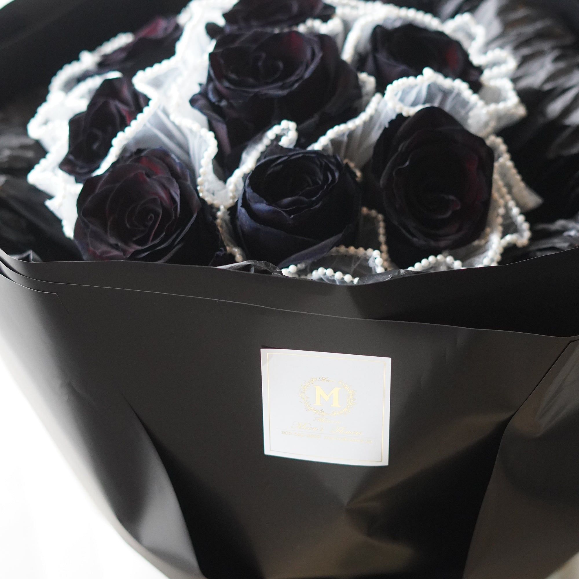 10 black rose bouquet