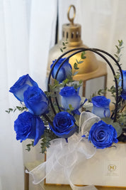 Dozen Blue Roses - Basket of Love