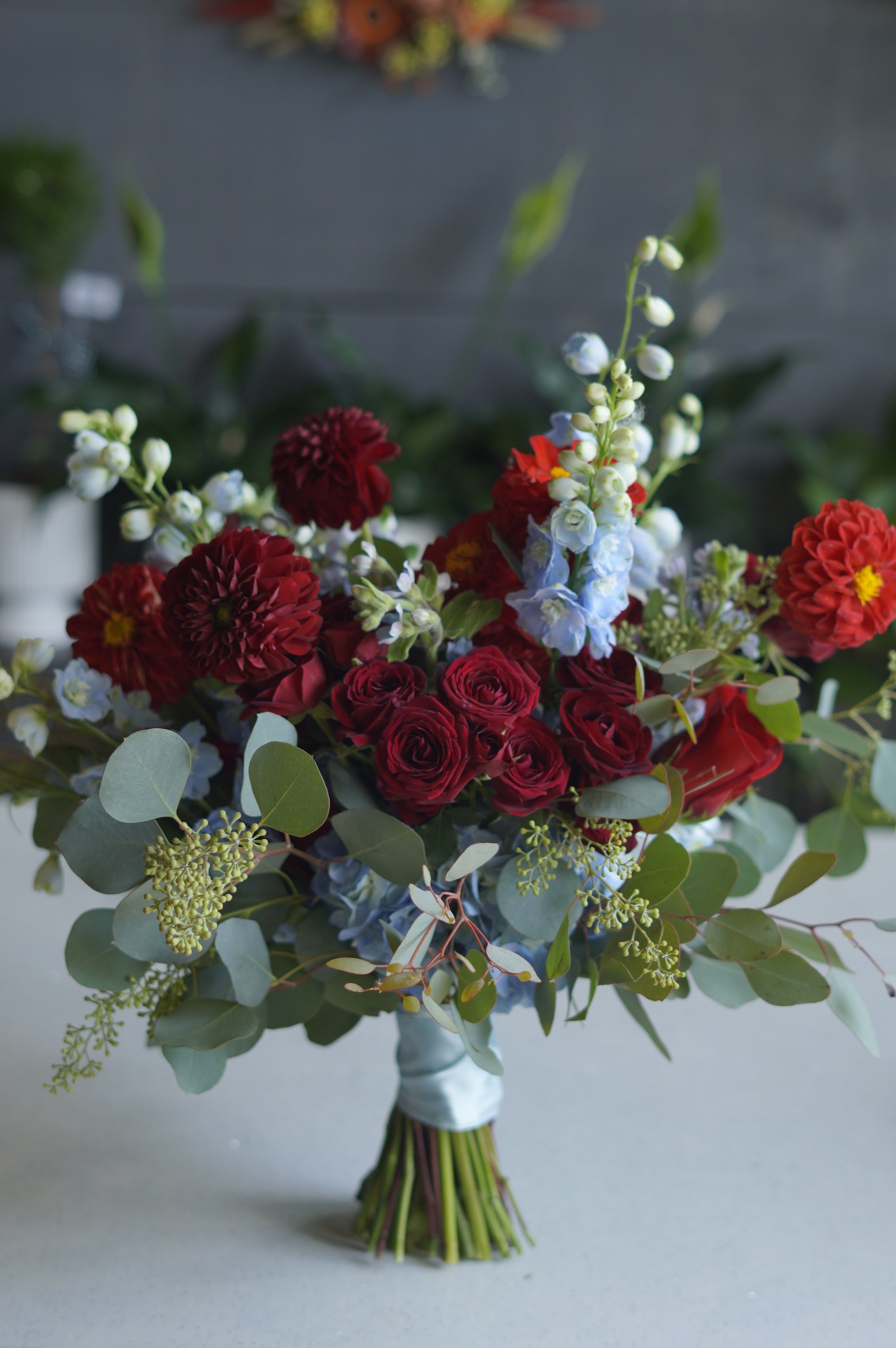 Red & Blue Romance Bridal Bouquet