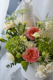 Elegant Sunday Brunch floral centerpiece decorating a dining table for brunch, family gatherings, and everyday home styling in the GTA.