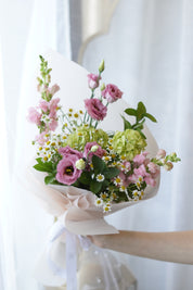 Fairy's Garden meadow-style pink and green bouquet from Summer New Collection, available for local flower delivery in Oakville and GTA.