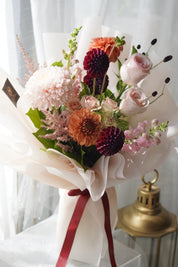 Dramatic Dark Dahlia Korean-Wrap Bouquet — GTA Florist