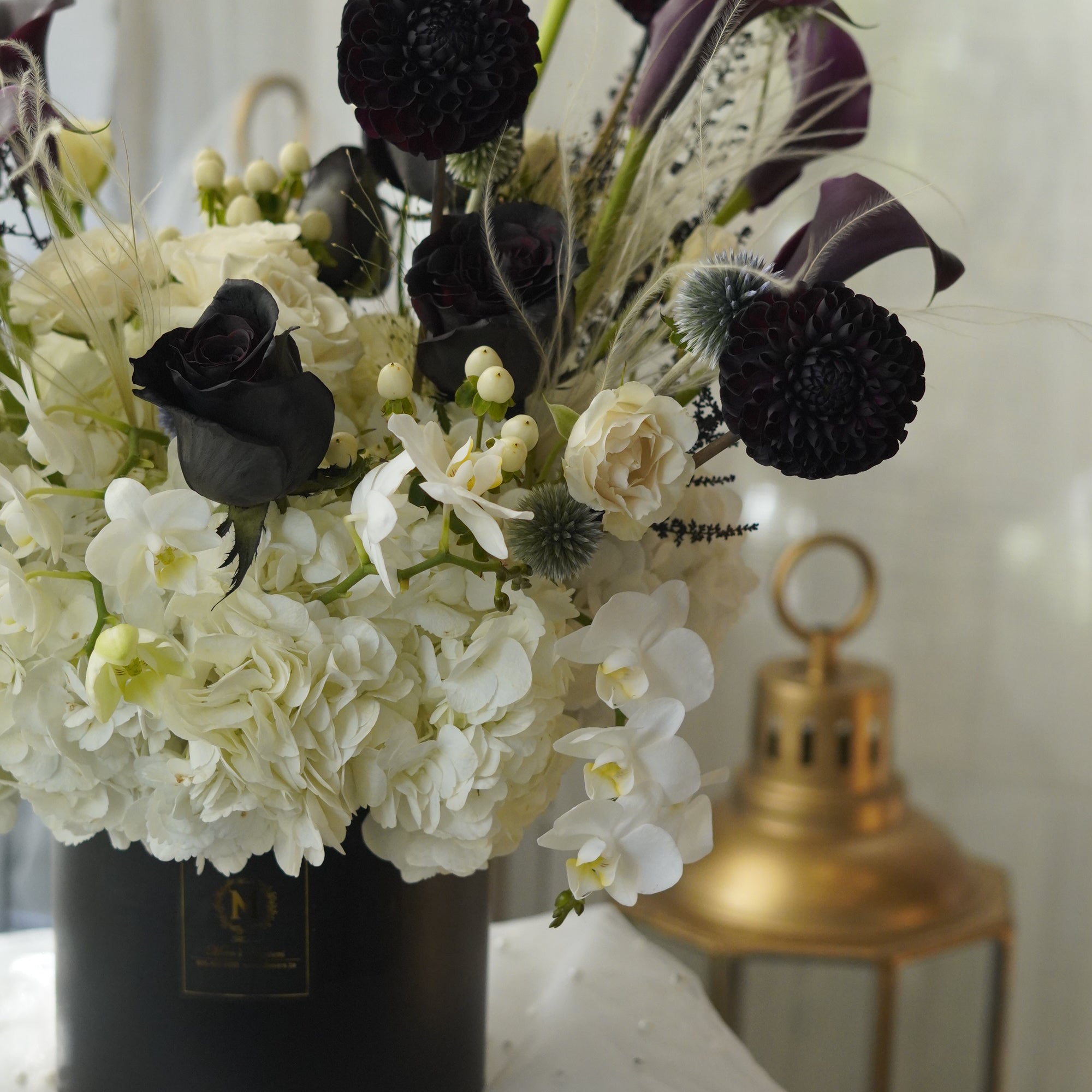 Midnight Noir Black Hat Box Arrangement — Luxury Flower Delivery Toronto & GTA
