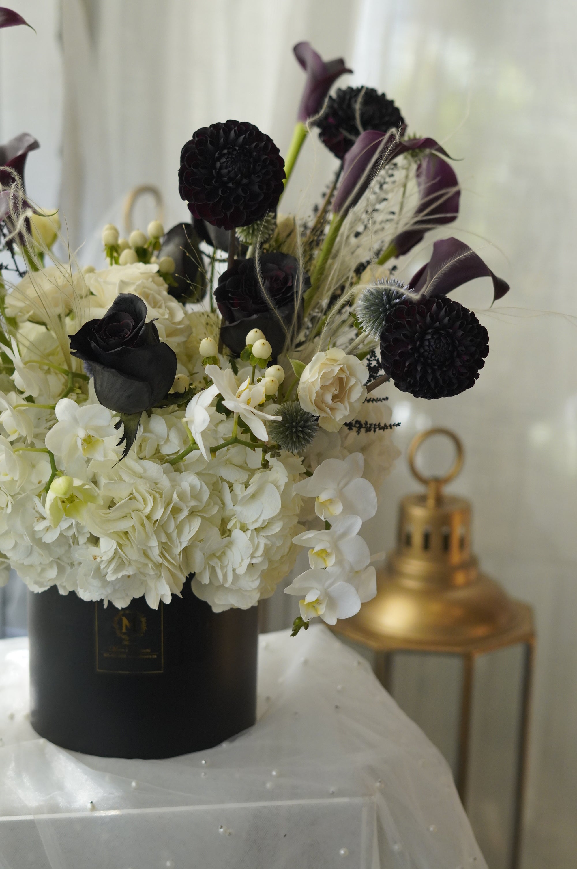 Midnight Noir Black Hat Box Arrangement — Luxury Flower Delivery Toronto & GTA