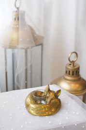 Gold Fox Tealight Holder with Lantern Styling — Luxury Floral Add-On GTA