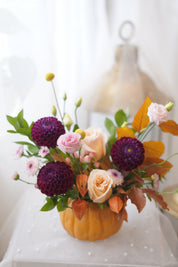 Jewel Tone Pumpkin Arrangement — Thanksgiving Floral Gift Toronto & GTA