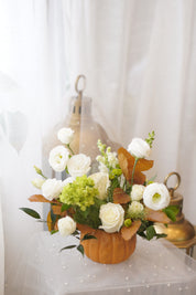 Autumn Floral Centrepiece with Burnt Orange Foliage — Same-Day Delivery GTA