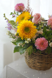 Meadow Glow Basket Arrangement in Wicker Basket — Same-Day Flower Delivery Toronto & GTA
