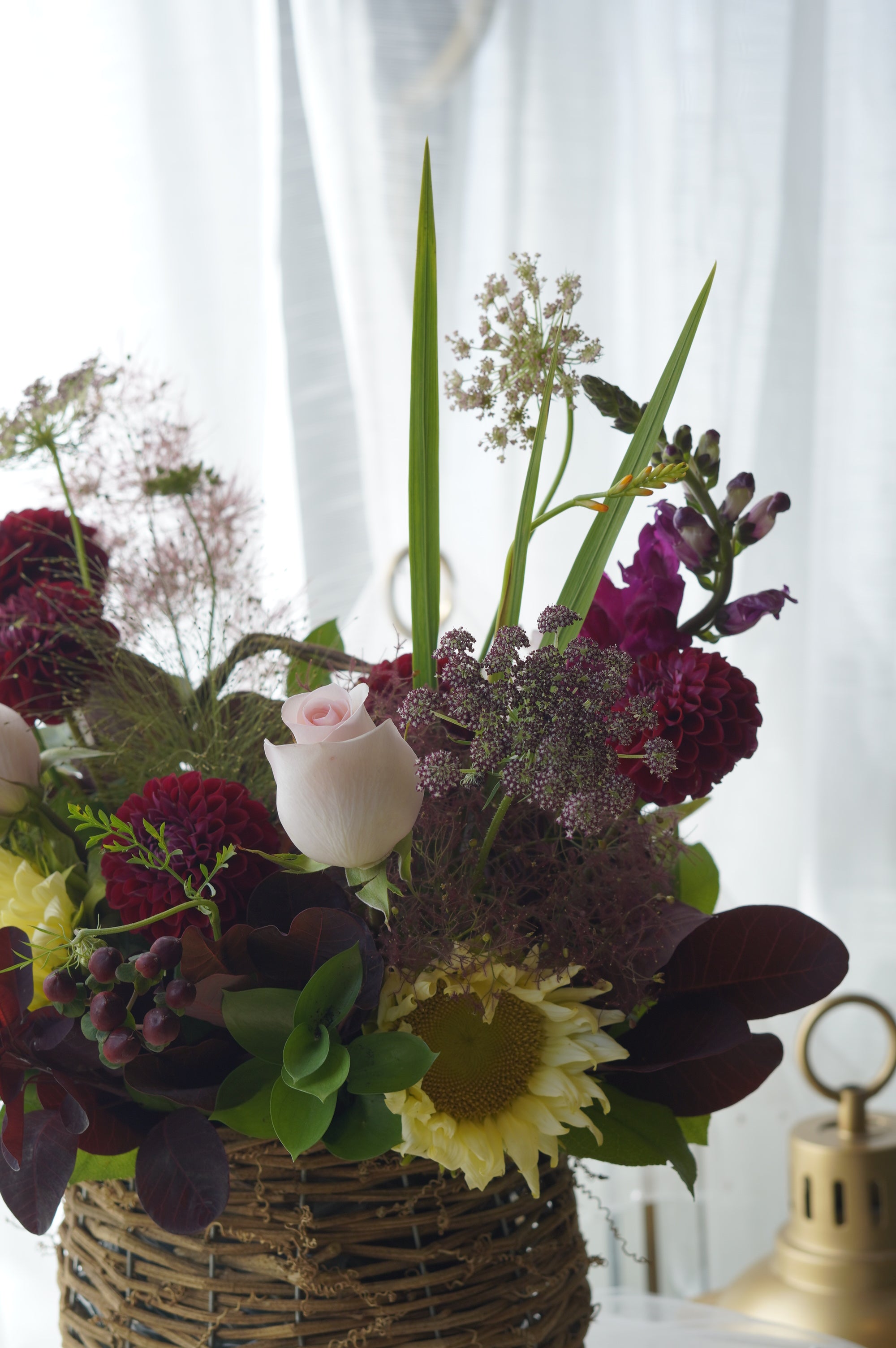 Meadow Glow Basket Arrangement in Wicker Basket — Same-Day Flower Delivery Toronto & GTA