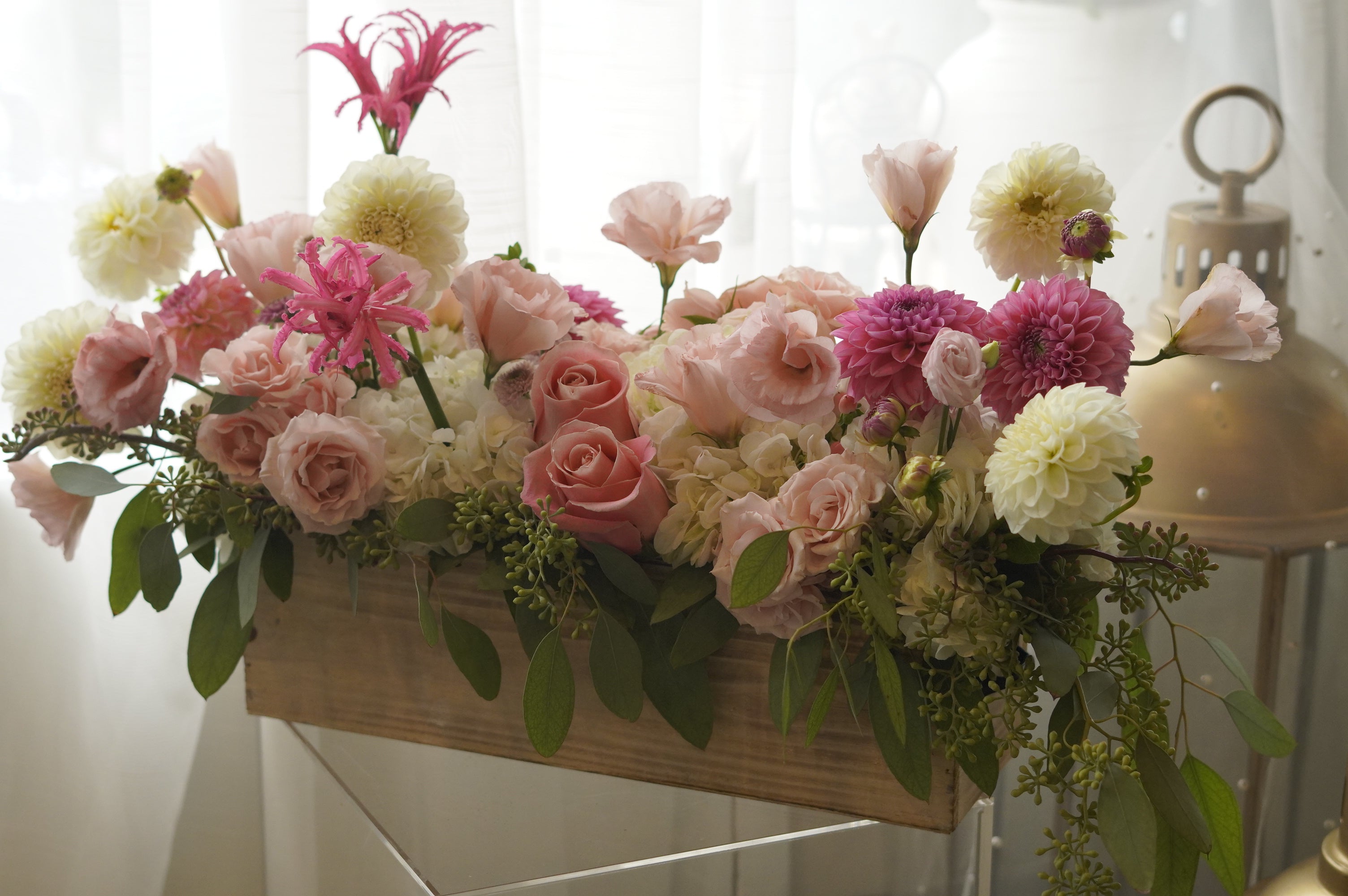 Premium pink and ivory flower arrangement — Toronto florist