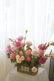Peonies Basket | Pink Garden Flower Arrangement
