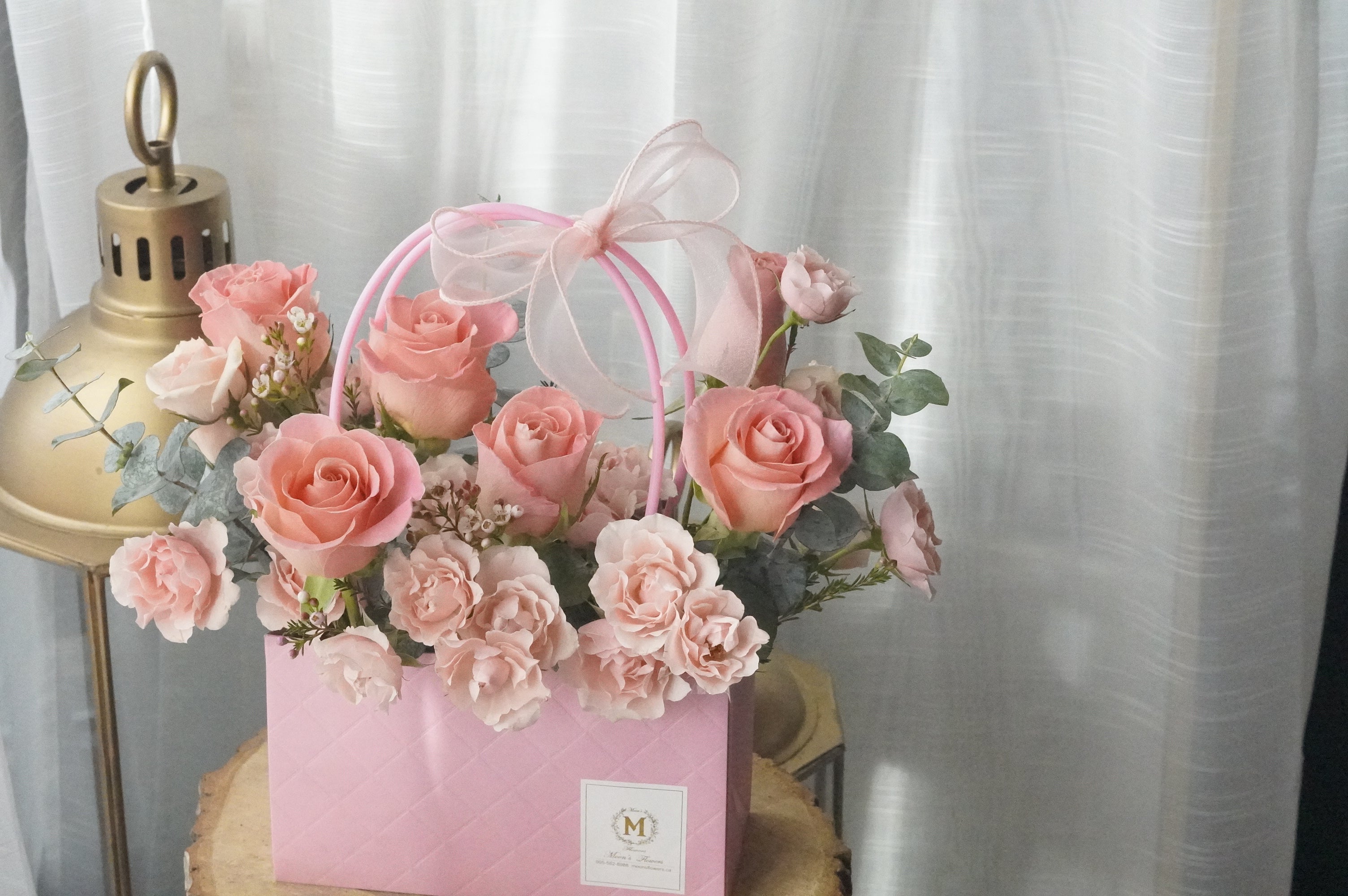 Red & Blush Rose Basket