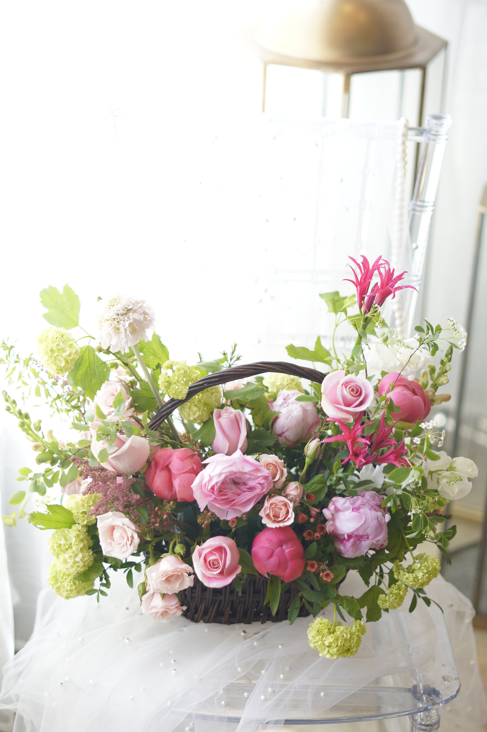 Peonies Basket