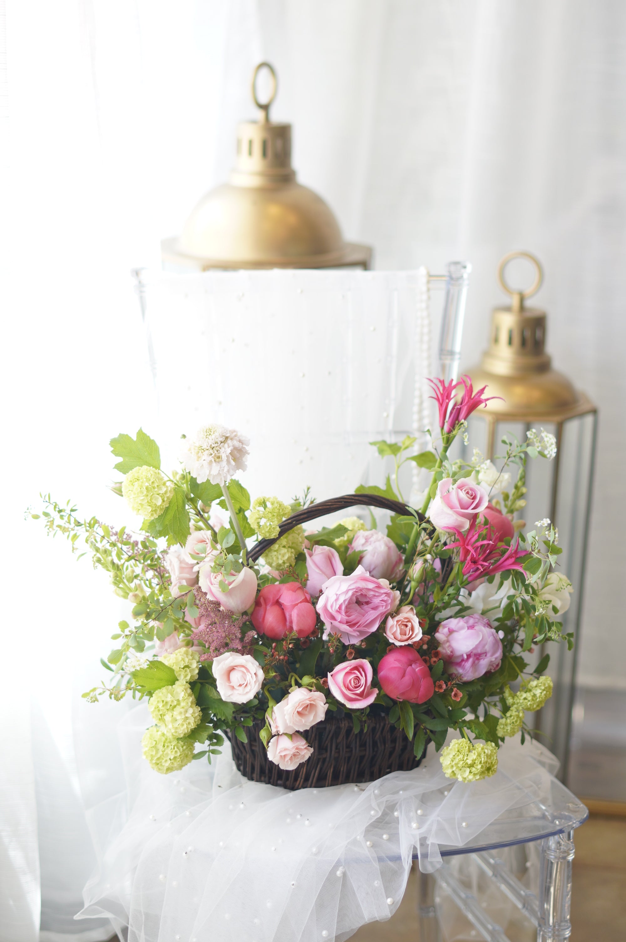 Peonies Basket