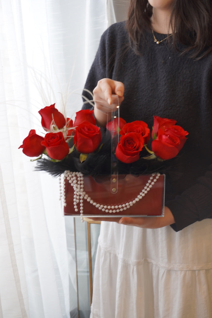 Valentine's Day - Scarlet Bloom Acrylic Basket