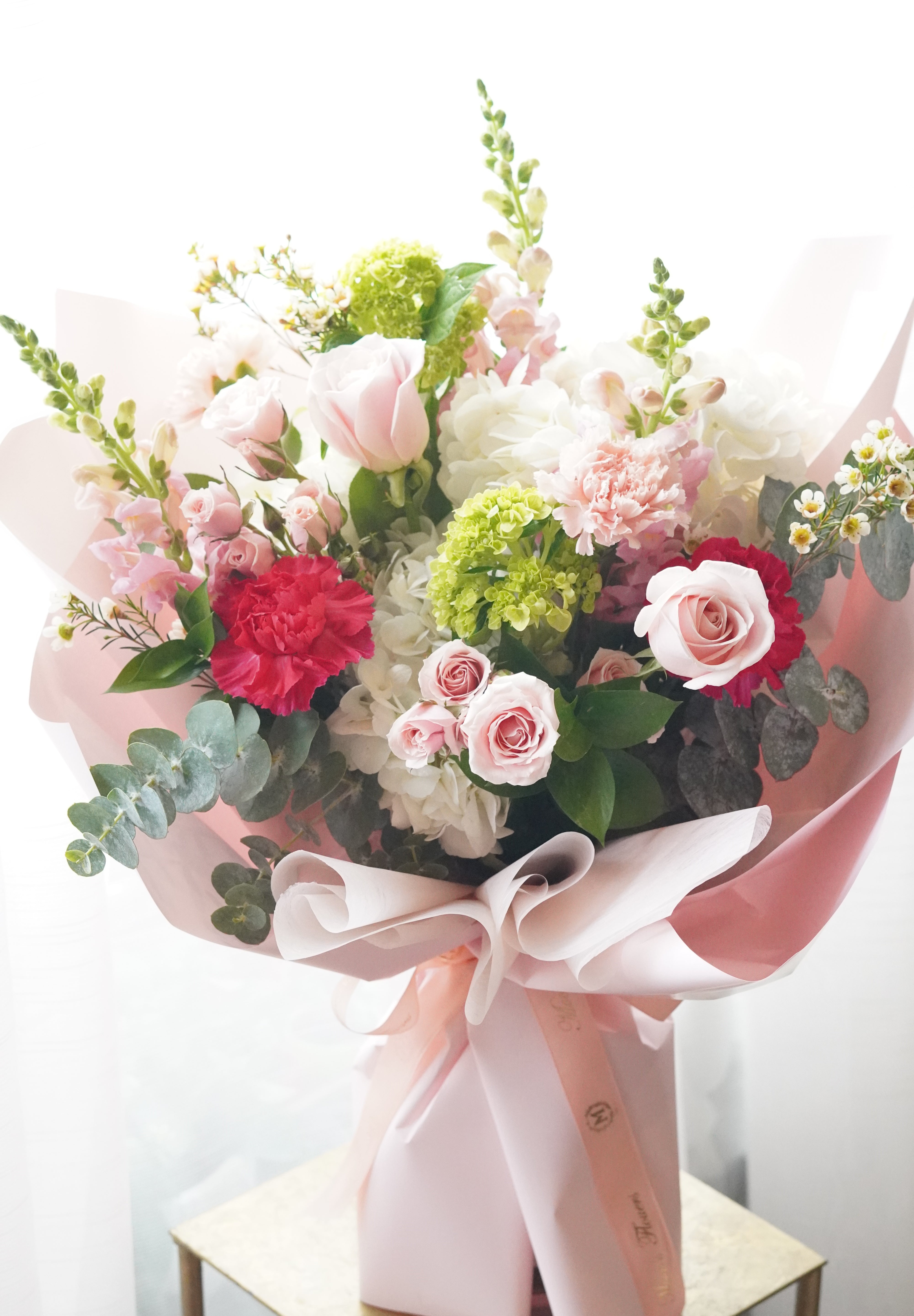 Elegant deluxe flower arrangement styled in natural daylight