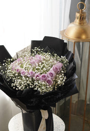Eternal Love (2 Dozen Lavender Roses & Baby’s Breath)