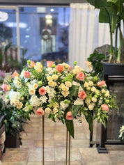 A front-facing photo that is clearly visible from the front when placed on the casket.casket spray,Funeral & Sympathy Flowers Toronto