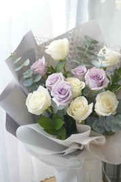 Valentine's Day - Lavender & White Rose Bouquet