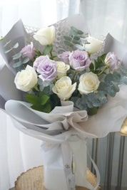 Valentine's Day - Lavender & White Rose Bouquet