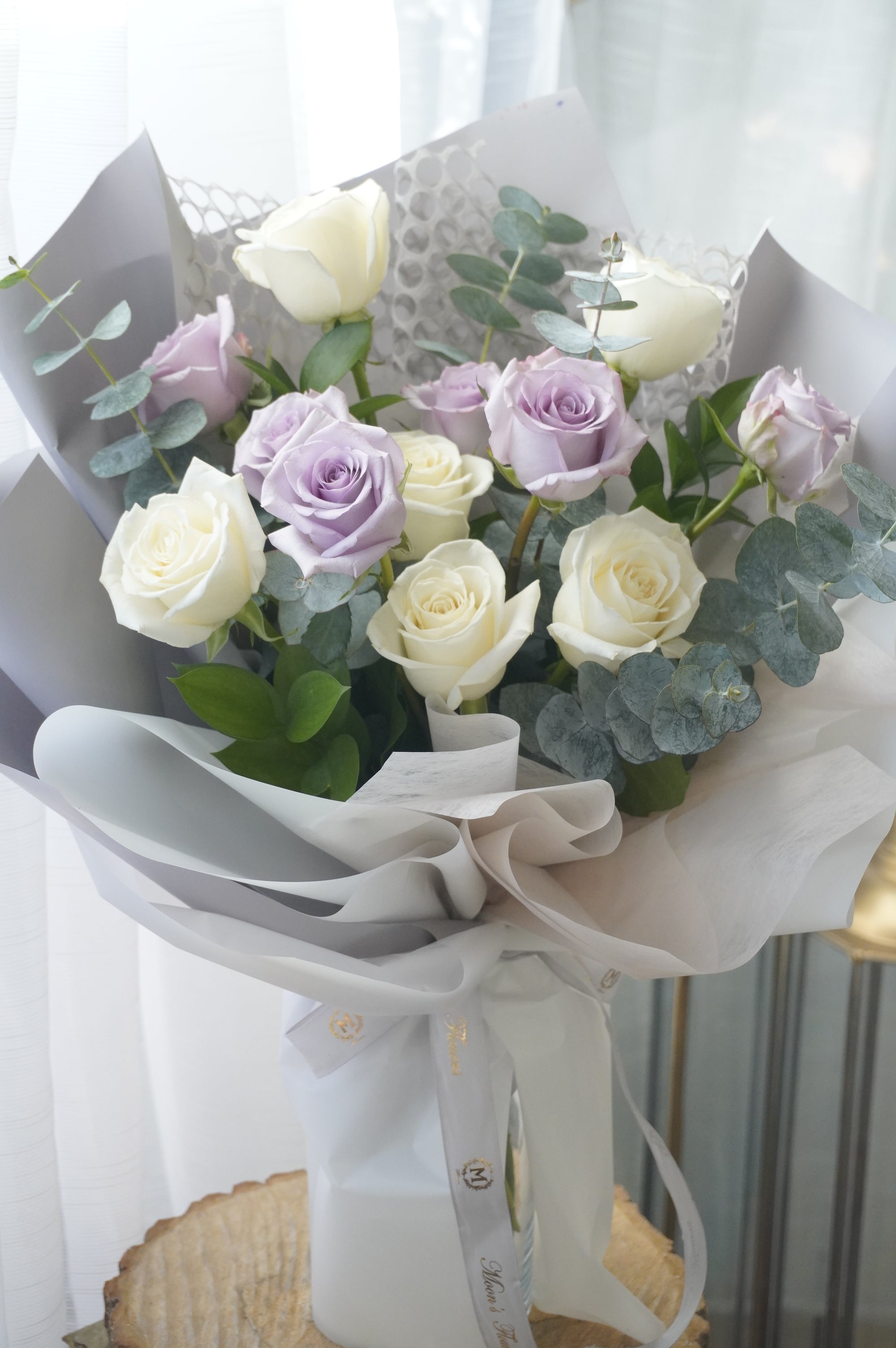 Valentine's Day - Lavender & White Rose Bouquet