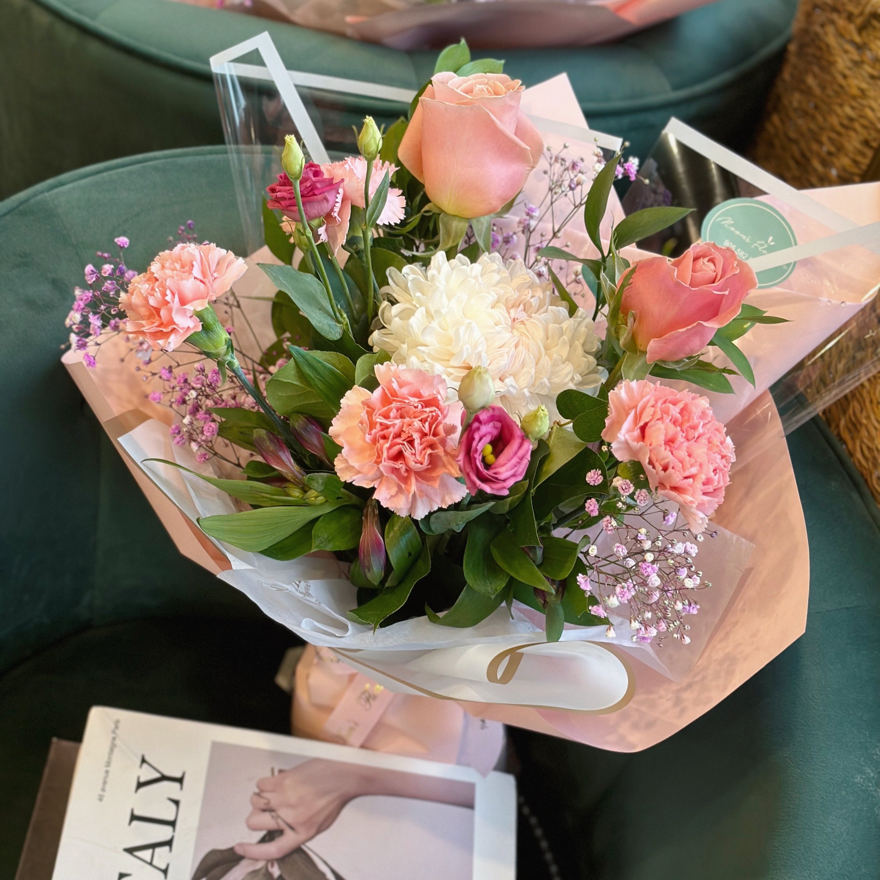 Front view of a fresh flower bouquet – Toronto flower delivery by Moon’s Flowers