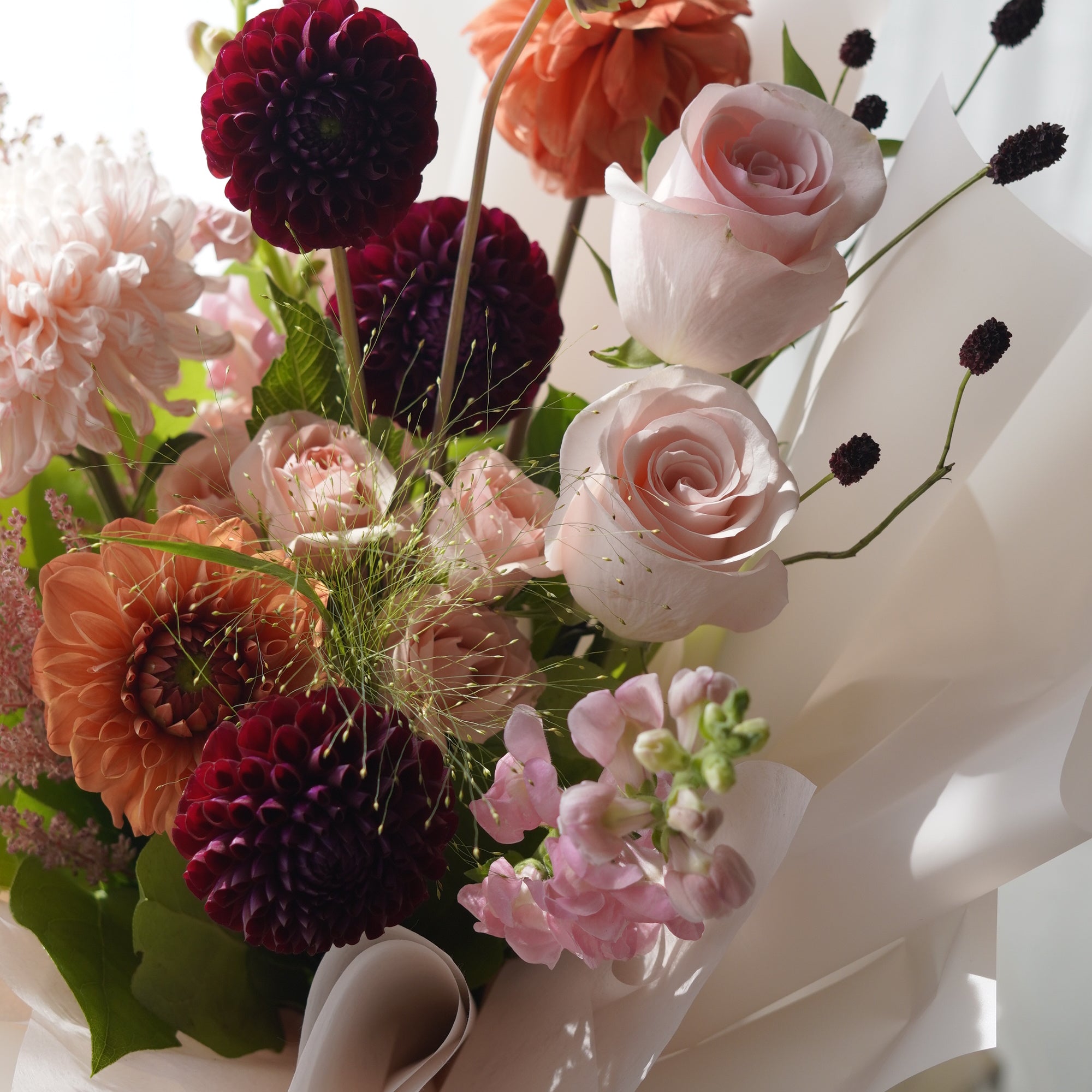Velvet Burgundy Bouquet with Burgundy Ribbon — Same-Day Flower Delivery Toronto