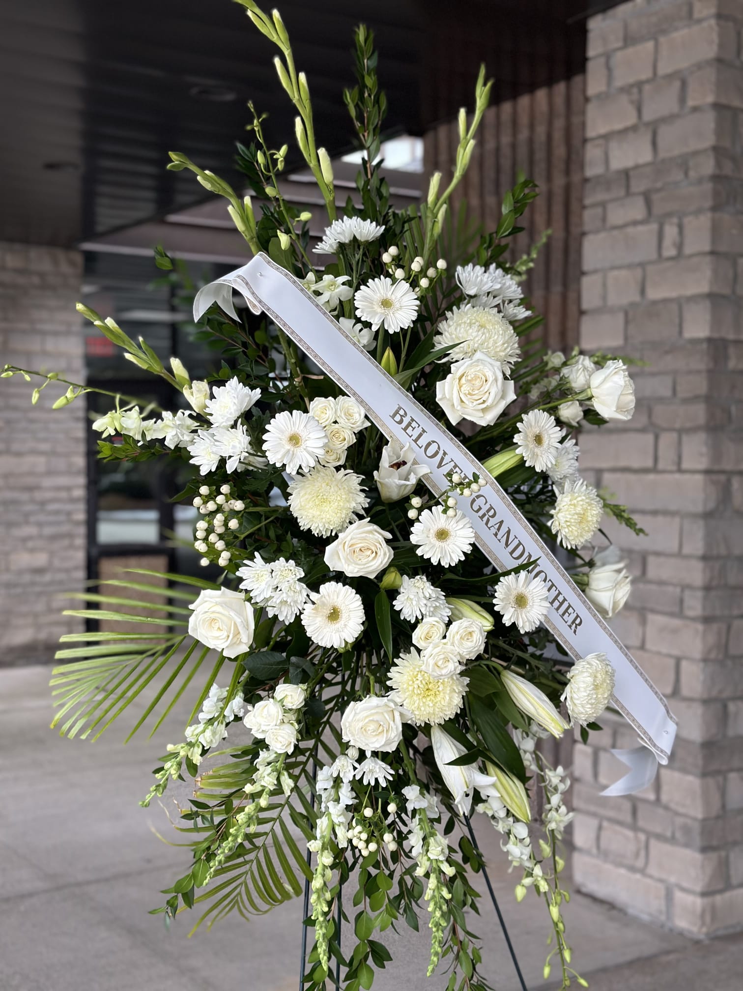 White Standing Funeral Wreath