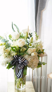 White Sympathy Flowers Vase Arrangement