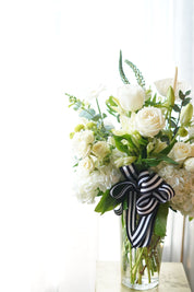 White Sympathy Flowers Vase Arrangement