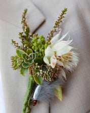 White Green Boutonniere