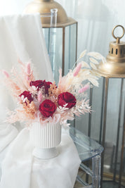 preserved red rose arrangement blush dried flowers toronto