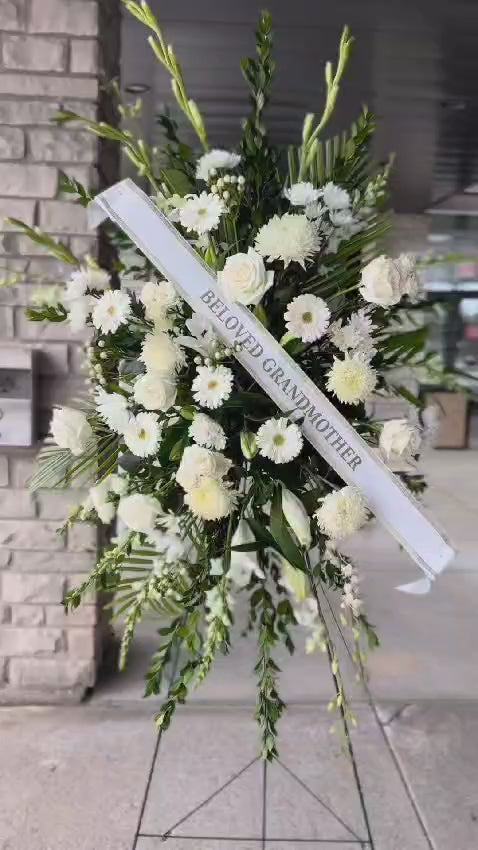 White Standing Funeral Wreath