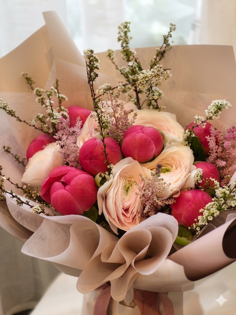 MOTHER'S DAY--Blushing Peony Dream - Luxury Pink Flower Bouquet
