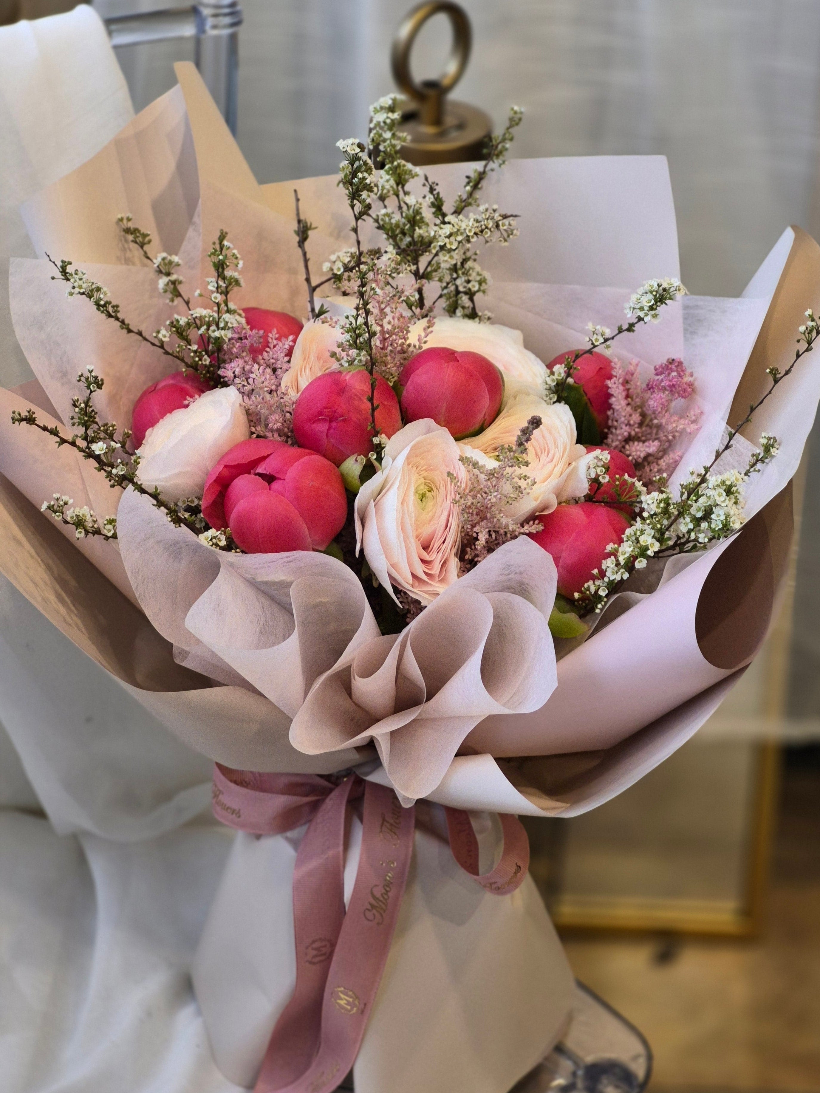 MOTHER'S DAY--Blushing Peony Dream - Luxury Pink Flower Bouquet