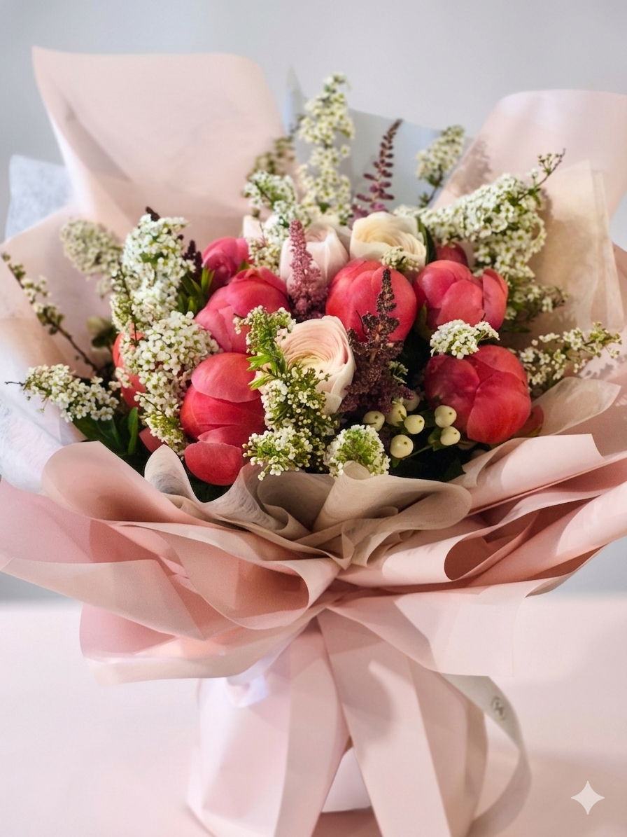 Blushing Peony Dream - Luxury Pink Flower Bouquet