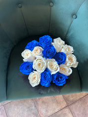 bright white and blue rose box /Moon's flowers /Mother's Day gift/ Toronto