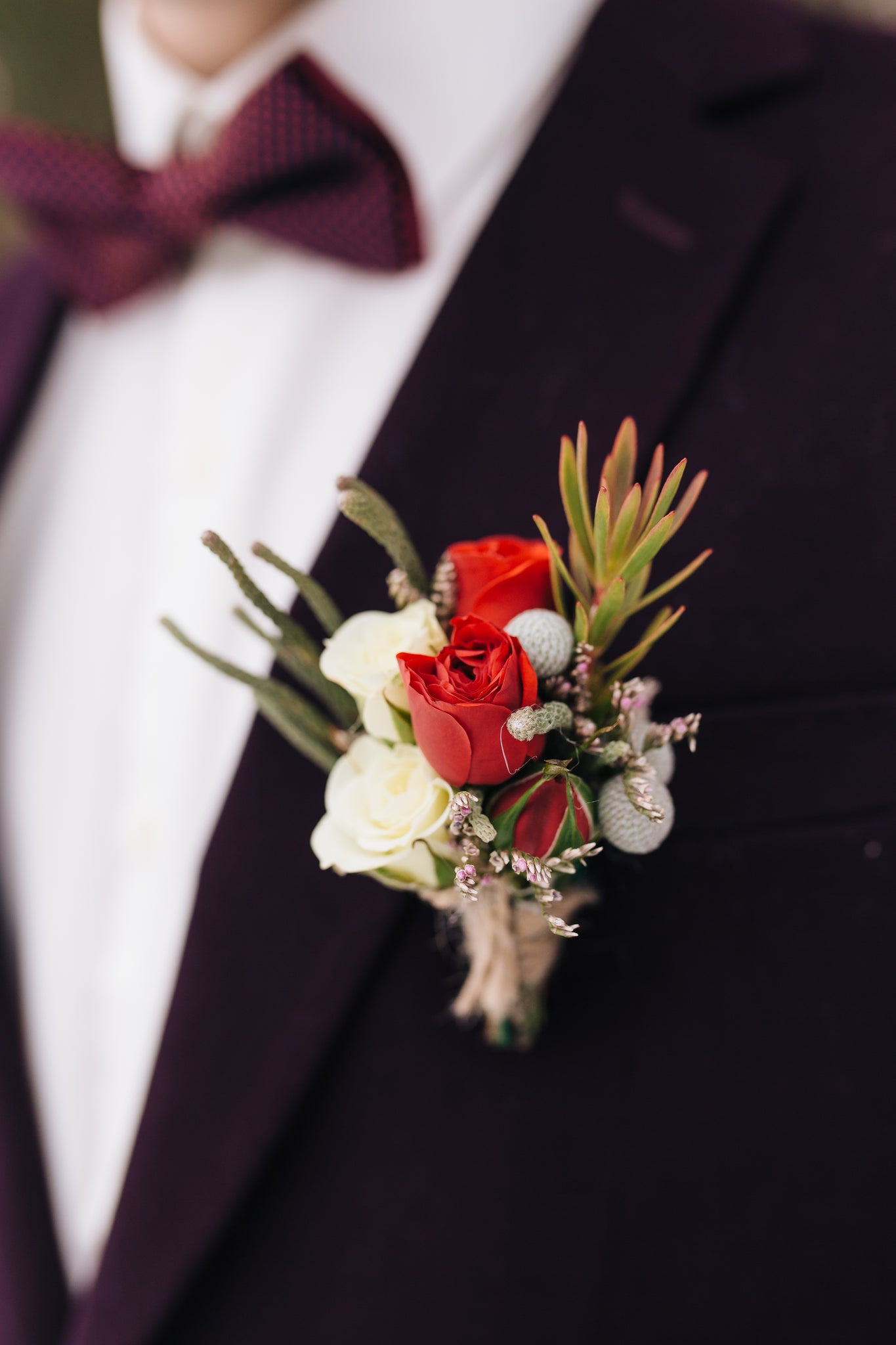 White Red Rose Boutonniere