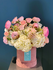Close-up of a $550 premium floral masterpiece with blush pink roses, perfect for luxury Mother's Day gift delivery