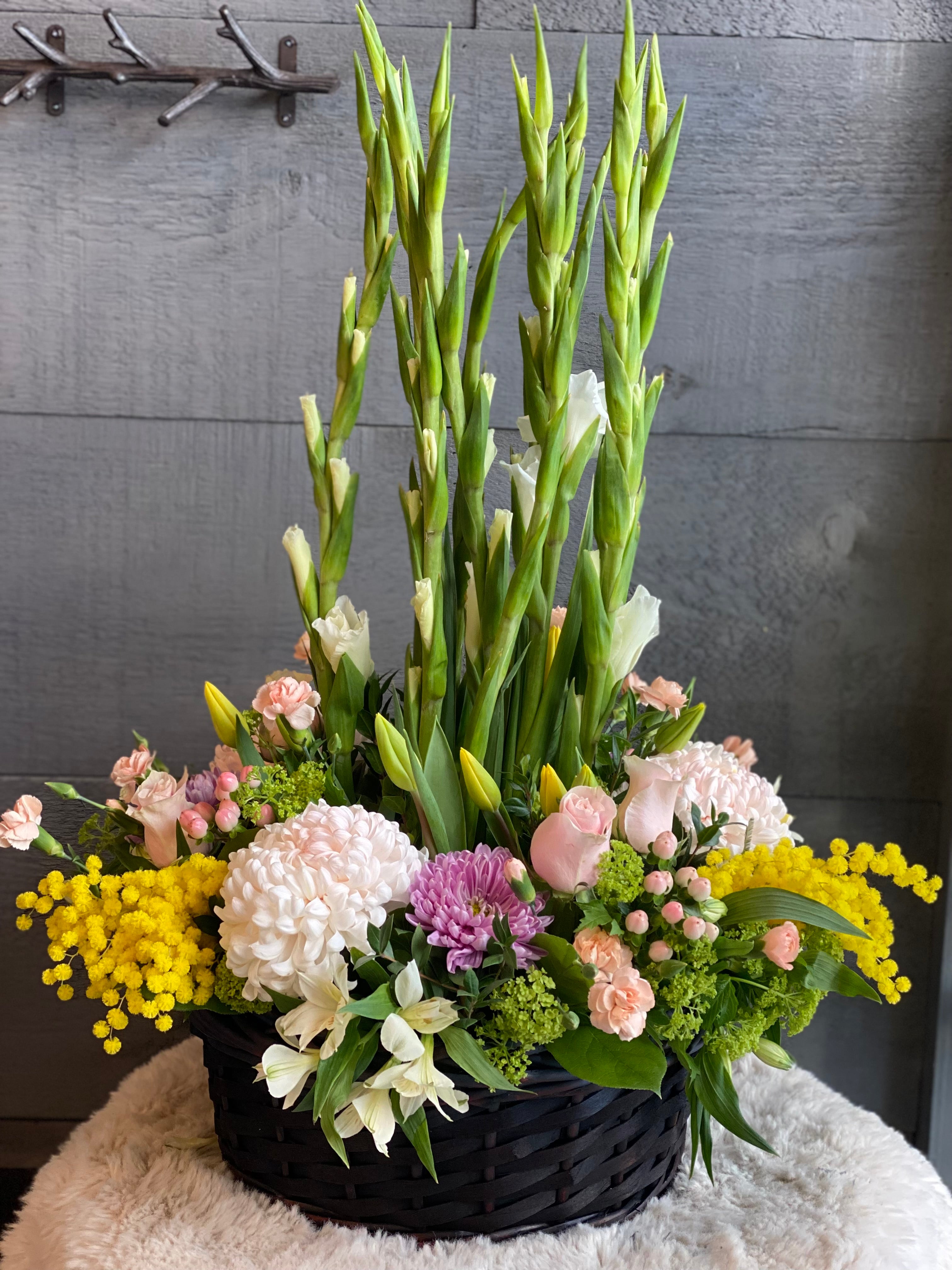 Sympathy Flowers in a Basket